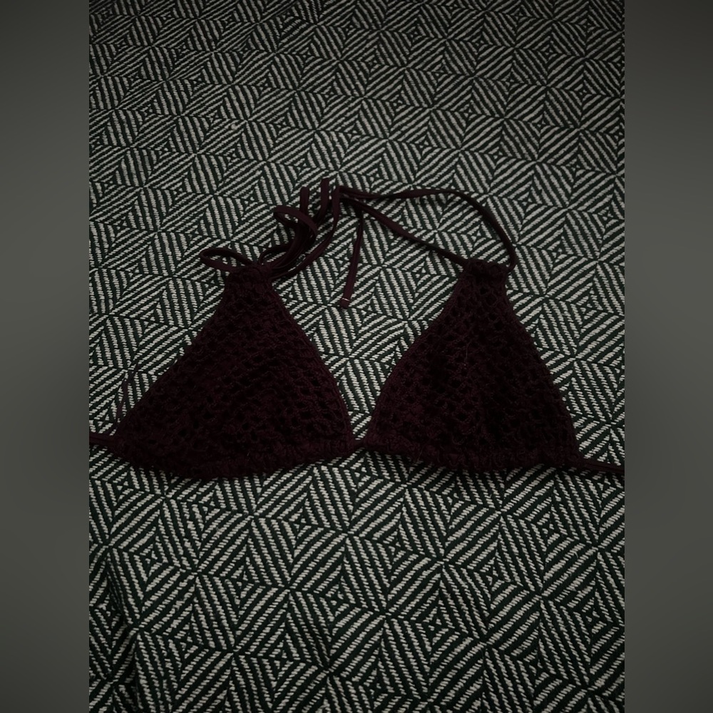 Xhileration with Target, reddish purple crotchet swimsuit triangle top
